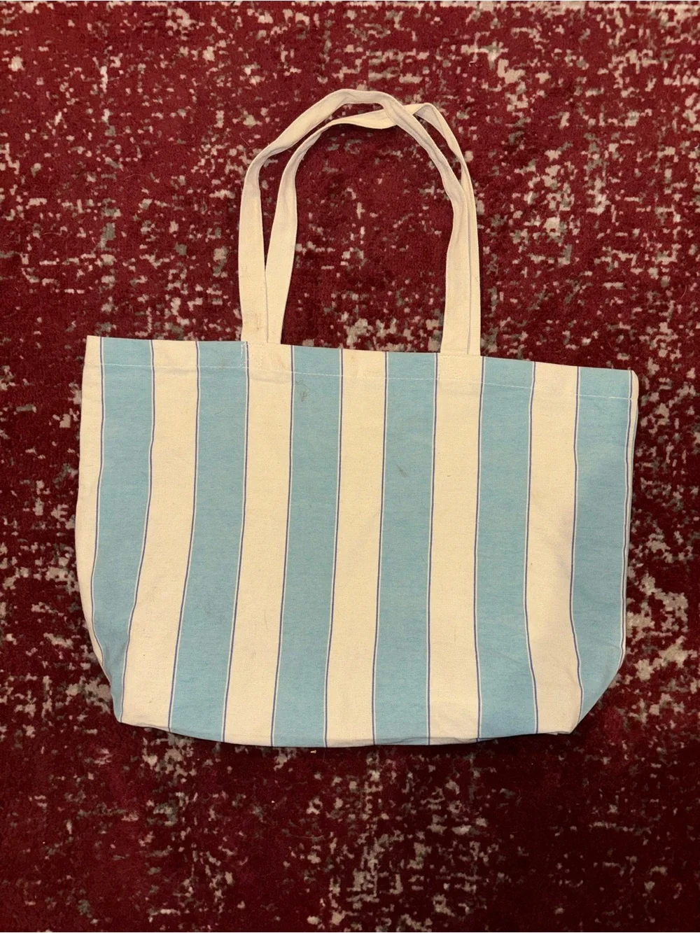 Sezane Striped Canvas Tote in Light Blue and Beige
